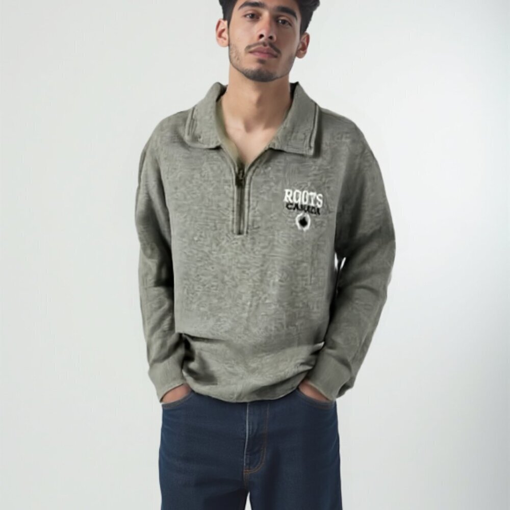 Vtg ROOTS Canada Quarter Zip Pullover | Gorpcore Cabincore Aesthetic